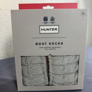 Hunter Boot Socks Size XL Greige 6 Stitch Cable Tall Boot Sock Womens Size 11-13